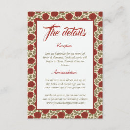 Information om elegant Röd ros Blommigt Bröllop Tilläggskort