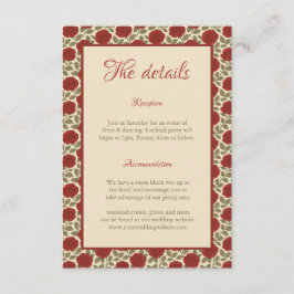 Information om elegant Röd ros Bröllop Tilläggskort