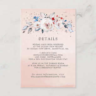 Information om elegant Rosa Blommigt Bröllop Tilläggskort