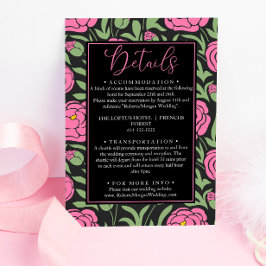 Information om elegant Rosa Peony Flowers Bröllop Tilläggskort