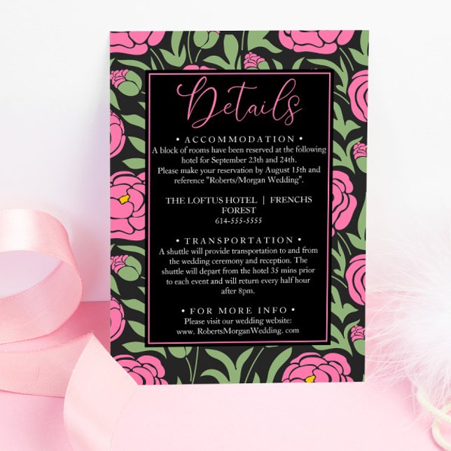 Information om elegant Rosa Peony Flowers Bröllop Tilläggskort (Skapare uppladdad)
