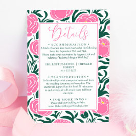 Information om elegant Rosa Peony Flowers Bröllop Tilläggskort
