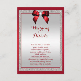 Information om elegant Ruby Red & Silver Glitter B Tilläggskort
