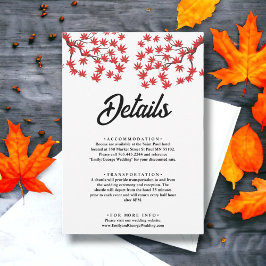 Information om elegant Rustic Fall Red Löv Bröllop Tilläggskort