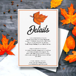 Information om elegant Rustic Höst löv Fall Weddin Tilläggskort