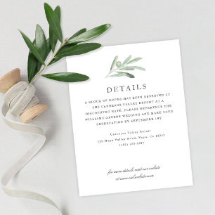 Information om elegant Rustic Olive Watercolor Brö Tilläggskort