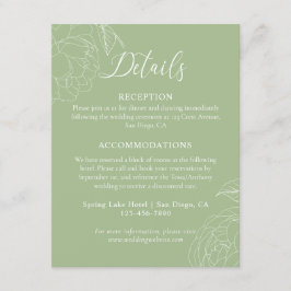 Information om elegant Sage Grönt Blommigt Bröllop Tilläggskort