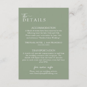 Information om elegant Sage Grönt Boho Modern Bröl Tilläggskort