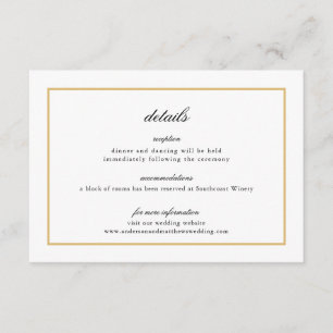 Information om Elegant Script Guld Gräns Bröllop Tilläggskort