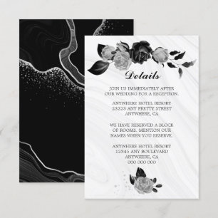 Information om elegant silver & svarta blommor & l tilläggskort