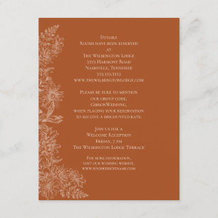 Information om elegant Terra Cotta Blommigt Bröllo Tilläggskort