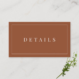 Information om elegant Terracotta enkel formell Br Tilläggskort