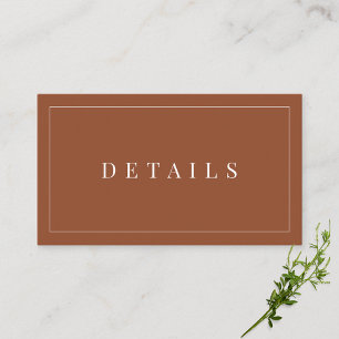 Information om elegant Terracotta enkel formell Br Tilläggskort