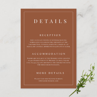 Information om elegant Terracotta enkel formell Br Tilläggskort