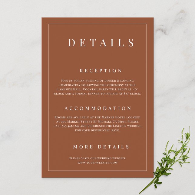 Information om elegant Terracotta enkel formell Br Tilläggskort (Skapare uppladdad)