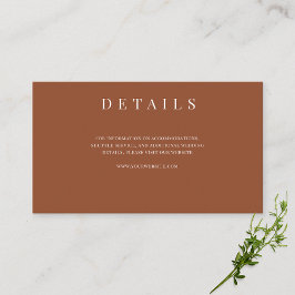 Information om elegant Terracotta Formal Bröllop Tilläggskort