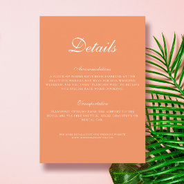 Information om elegant Tropical Orange Bröllop Tilläggskort
