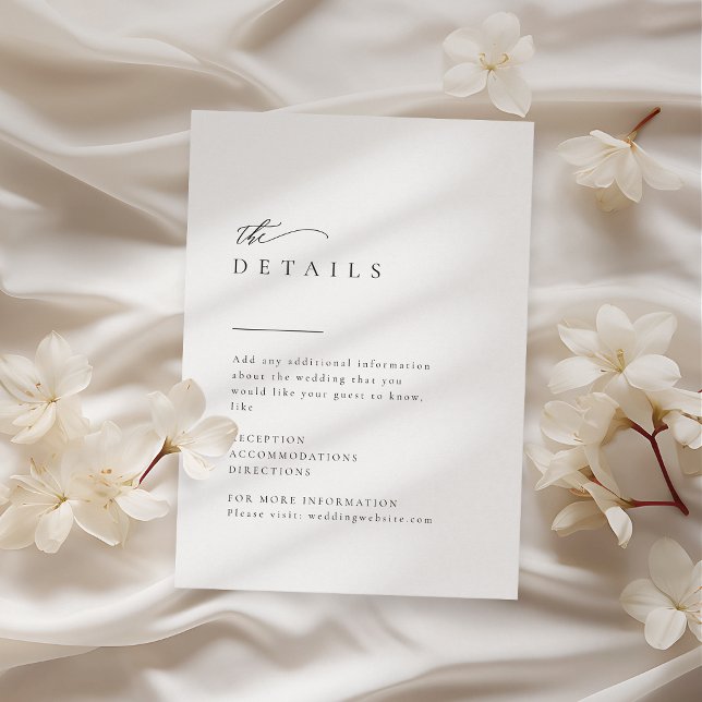 Information om Elegant Typografi Modern Bröllop Tilläggskort (Simply Elegant Typography Modern Wedding Details Enclosure Card)