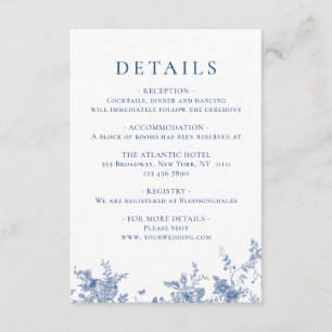 Information om elegant Victorian Blue Blommigt Brö Tilläggskort
