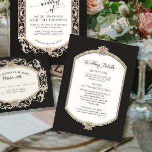 Information om elegant Vintage Black White vid Gul Inbjudningar