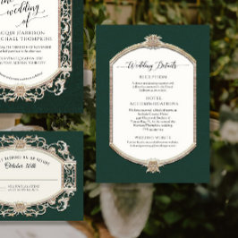 Information om elegant Vintage Emerald n Guld Bröl Inbjudningar