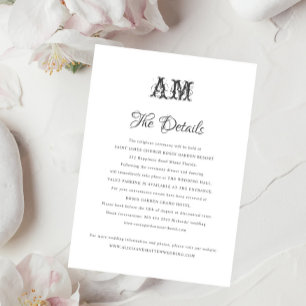 Information om elegant vintage monogram bröllop tilläggskort