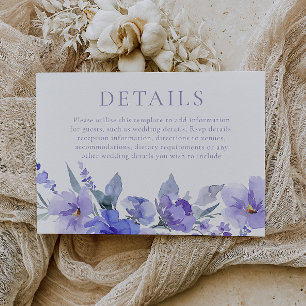 Information om elegant Violet Lila Watercolor Bröl Tilläggskort