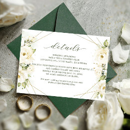 Information om elegant Vit ros Blommigt Bröllop Tilläggskort
