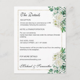 Information om elegant Vit ros och Lilies Bröllop Tilläggskort