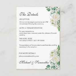 Information om elegant Vit ros och Lilies Bröllop Tilläggskort