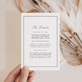 Information om elegant Vit sida Grönt Bröllop Info Tilläggskort