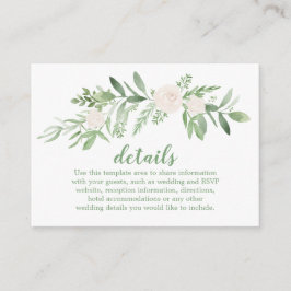 Information om elegant Watercolor Ivory Ro Bröllop Tilläggskort