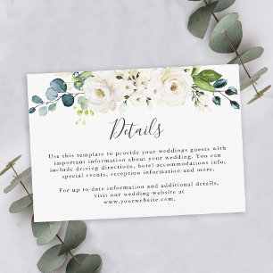Information om elegant White Blommigt Bröllop Tilläggskort