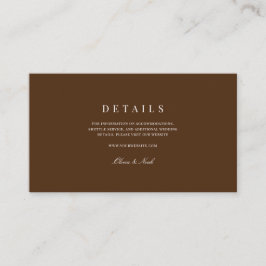 Information om elegant White & Brown Bröllop Tilläggskort