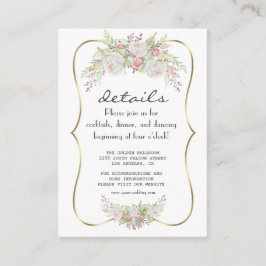 Information om elegant White Flowers Guld Navy Brö Tilläggskort
