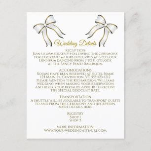 Information om elegant White & Guld Ribbon Bröllop Tilläggskort