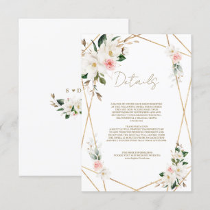 Information om elegant White Magnolia Guld Bröllop Tilläggskort