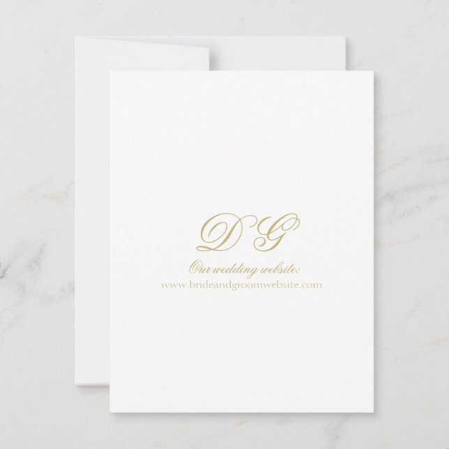 Information om elegant White och Guld Monogram Brö Inbjudningar (Baksida)