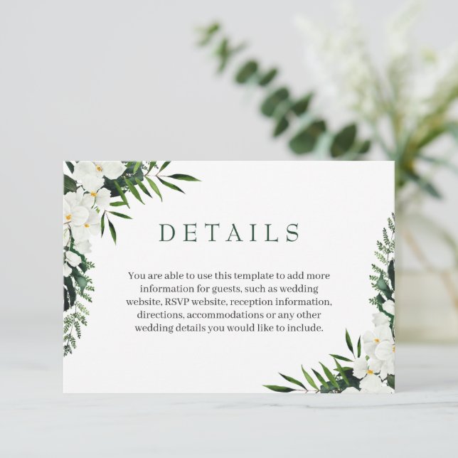 Information om elegant White Orchids Bohemian Bröl Tilläggskort (Stående Fram)