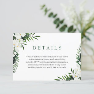 Information om elegant White Orchids Bohemian Bröl Tilläggskort
