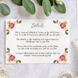 Information om elegant WildblomGarden Boho Bröllop Tilläggskort