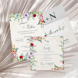 Information om elegant Wildblomma Monogram Blommig Tilläggskort
