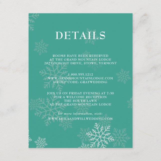 Information om elegant Winter-bröllop Tilläggskort (Framsida)