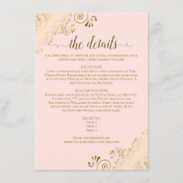 Information om Eleganten guld Frills Rosa Bröllo Tilläggskort