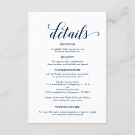 Information om elegantens flottblått, Bröllop Tilläggskort