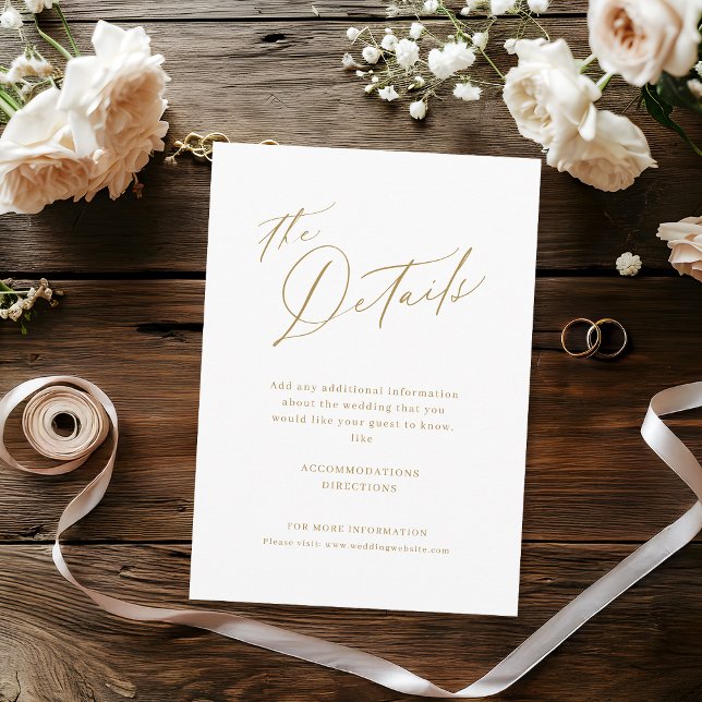 Information om elegantens moderna skript, minimali tilläggskort (Elegant modern script minimalist wedding details enclosure card)