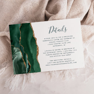 Information om Emerald Gold Agate Green Script Wed Tilläggskort