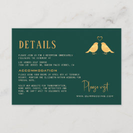 Information om Emerald Grönt & Guld Birds Flowers  Tilläggskort