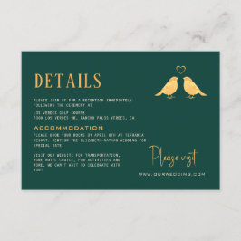 Information om Emerald Grönt & Guld Birds Flowers Tilläggskort
