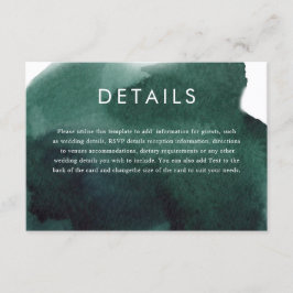 Information om Emerald Grönt Modern Watercolor Brö Tilläggskort